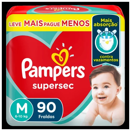Fralda Pampers Supersec M com 90 Unidades Fralda Pampers Supersec M com 90 Unidades