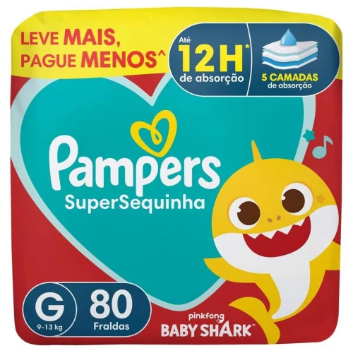 Fralda Pampers Supersequinha G com 80 Unidades