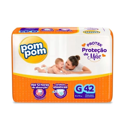 Fralda Pom Pom Protek Proteção de Mãe G 42 unidades