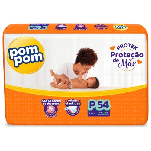 Fralda Pom Pom Protek Proteção de Mãe Mega P 54 Unidades