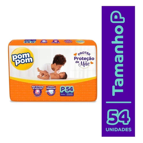 Fralda Pom Pom Protek Proteção de Mãe Mega P 54 Unidades
