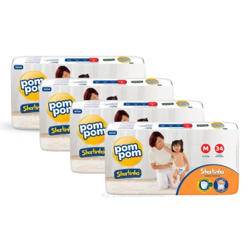 Fralda Pom Pom Shortinho Jumbo M 136 Unidades