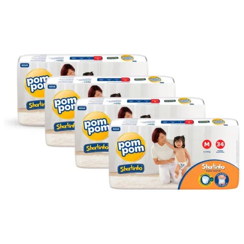 Fralda Pom Pom Shortinho Jumbo M 136 Unidades