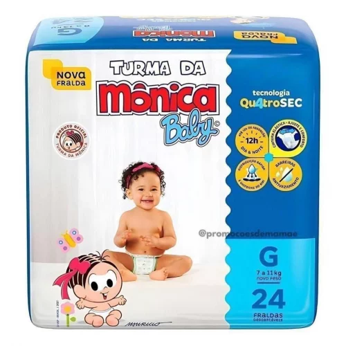 Fralda Turma da Mônica Baby Jumbo G 24 Unidades