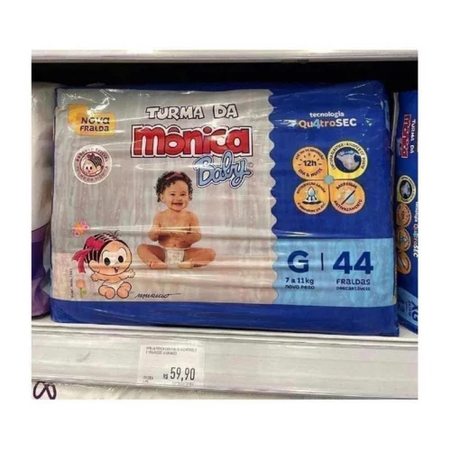 Fralda Turma da Mônica Baby Mega G 44 Unidades