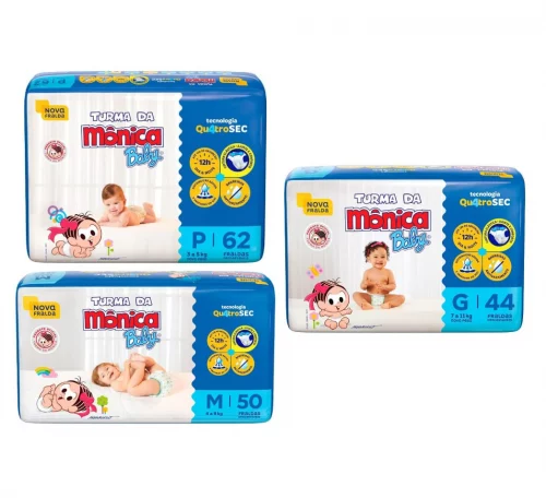 Fralda Turma da Mônica Baby P 62 unidades