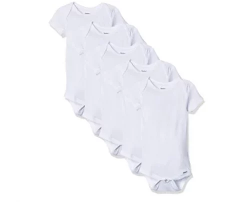 Gerber Macacões sólidos para bebês meninos, pacote com 5, Branco, 3-6 Meses