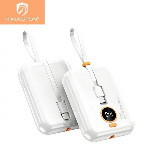 🧡 H'maston YD-21 Carregador Portátil Power Bank 10000mah com tipo c e Display Energia Inteligente