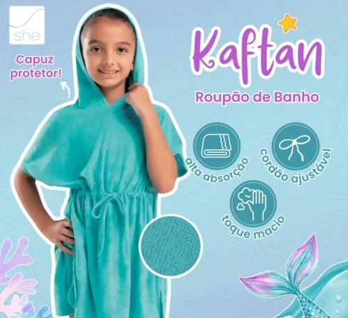 Kaftan Atoalhado Saída De Praia (Tam. PP ao GG) opções de cores