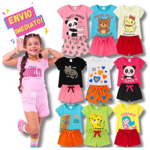 Kit 2,4,6 Conjuntos Conjuntos Infantil Menina 6 meses Até 6 Anos