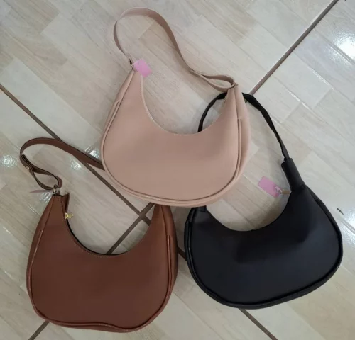 Kit 3 Bolsas Tote Pequena Meia Lua