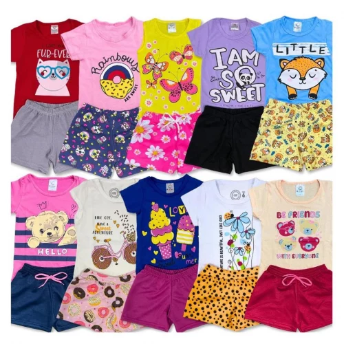 Kit 3 ou 5 Conjuntos Menina Verão Tam: 01 ao 10