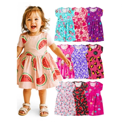 Kit 3 Vestido Infantil Menina Feminino Verão 1 ao 8