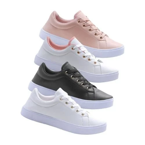 🧡 Kit 4 Tênis Feminino Casual Confortavel Preto Branco Rose