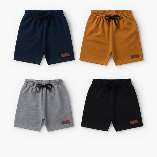 Kit C/ 4 Bermudas Para Menino - Moletinho de Algodão - Kit Sortido Com 4 Cores Diferentes