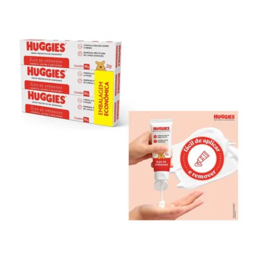 Kit Cremes de Assaduras Huggies Supreme Care com 3 unidades de 80g