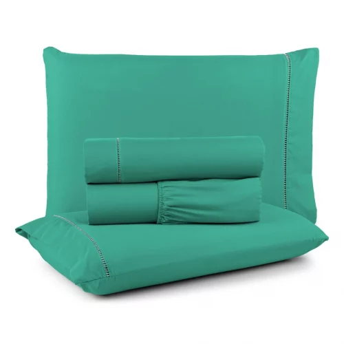 Kit Jogo Lençol Cama Box Casal Queen 400 fios Micropercal 03 Peças Ponto Palito