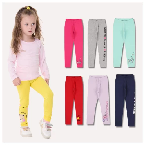 Kit Sortido de 3 Calças Leggings de Cotton Tam 2 ao 10