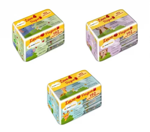 Kit Toalhas Umedecidas Ever Baby 192 unidades (4 pacotes 48 Unidades cada)