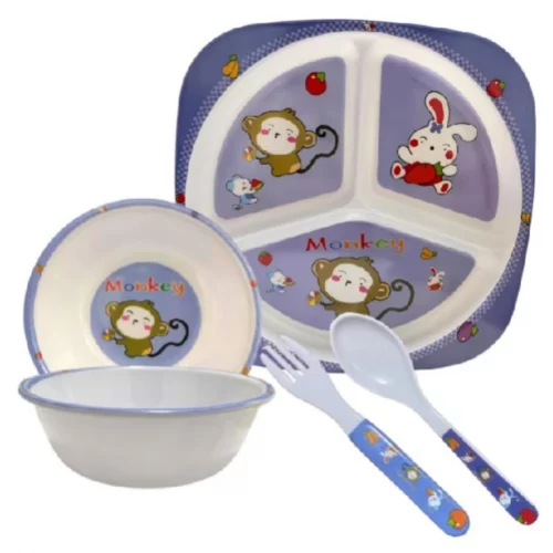 Kit Utensílios Prato C/ Divisória Para Bebê Criança Tigela Talher
