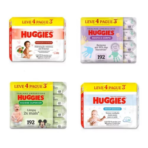 Lenço Umedecido Huggies 192 unidades (4 pacotes com 48 unidades cada)