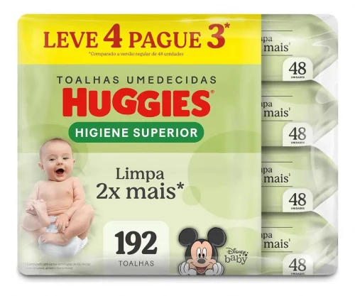 Lenços Umedecidos Huggies Max Clean - 192 lenços (4 pacotes)