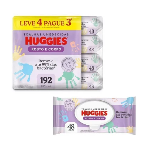 Lenços Umedecidos Huggies One & Done Leve 4 Pague 3 - 192 unidades, Huggies, Verde