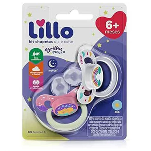 Lillo Kit 2 Chupetas Dia E Noite - Rosa