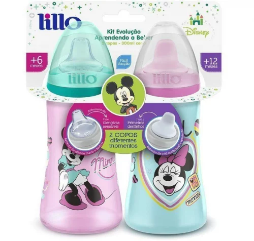 Lillo Kit 2 Copos Colors Bico De Silicone Disney Minnie Rosa