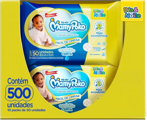 💚 MamyPoko Lenços Umedecidos Dia&Noite 500 Unidades