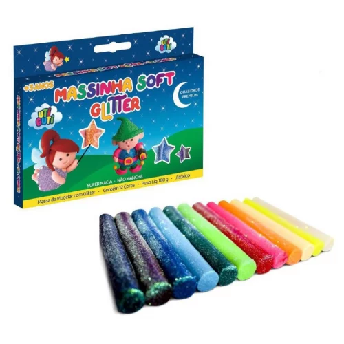 Massa de Modelar Uti Guti Glitter 12 Cores