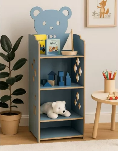 > Mesa de Cabeceira Infantil Prateleira Organizador MDF Urso Brinquedoteca Quarto Kids Fácil Montagem