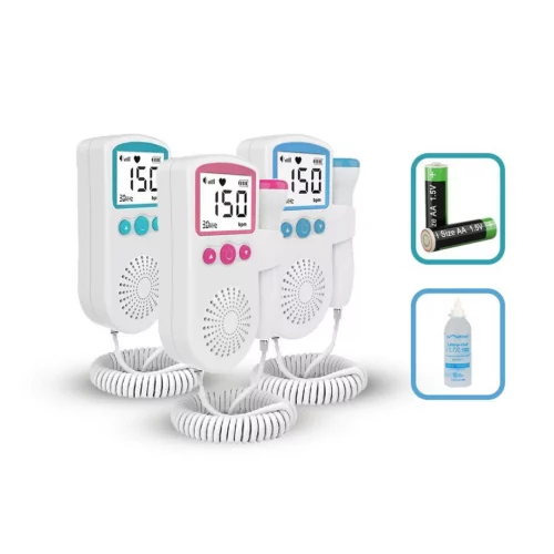 Monitor Bebe Ultrassom + Gel + Pilha Frequencia Cardiaca Doppler Sonar Fetal Display Gravidez Som Batimento