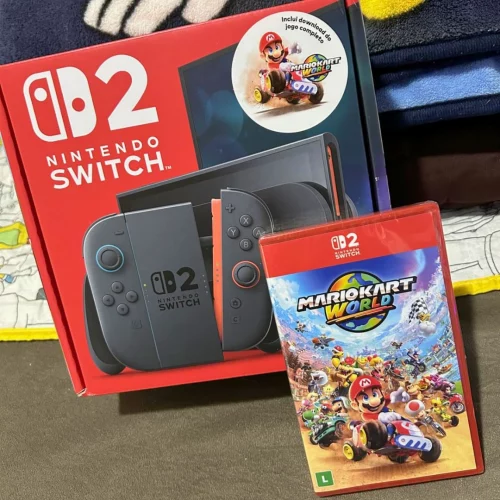 Nintendo, Console + Jogo, Switch Azul e Vermelho, Jogo Digital Mario Kart 8 Deluxe,