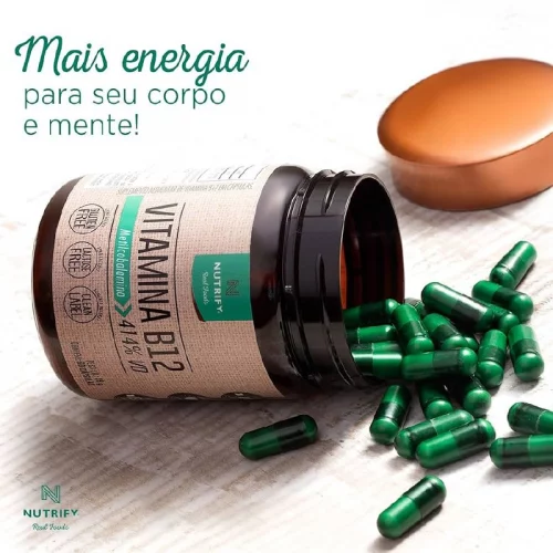 > Nutrify - Vitamina B12 - Metilcobalamina 414% VD - Multivitamínico - Suplemento Alimentar para o Metabolismo Energético - Vegano e Livre de Aditivos A...