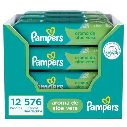 Pampers Lenços Umedecidos Aroma de Aloe Vera 48 Unidades (pacote de 12)