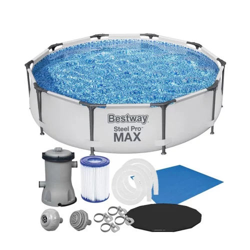 - Piscina Estrutural 4678L Circular Pro Max + Filtro 110v ou 220v + Capa + Lona Bestway