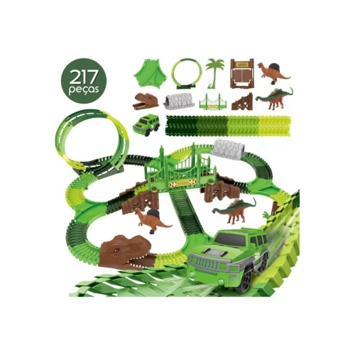 Pista Carrinho Dinossauro Looping Radical Luz Som 217 Peças