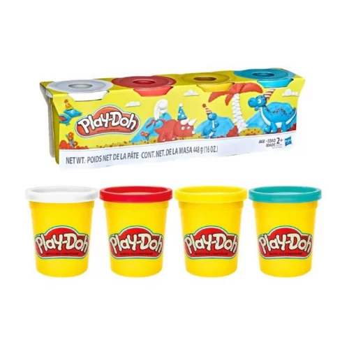 Play-Doh, Massinha de Modelar Infantil, Kit com 4 Potes - Conjunto de Brinquedo com Cores Variadas