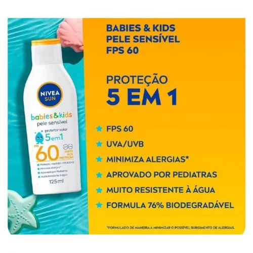 Protetor Solar Kids Nivea Sun Sensitive FPS60 com 125ml