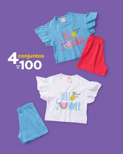 Rosa Azul Kids: 4 Conjuntos por R$ 100 | 6 por R$ 145| 8 por R$ 192 🔥