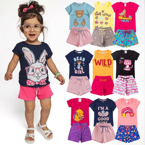 Roupa Infantil Menina Kit Verão 8 Peças Conjunto Feminino Criança Pronta Entrega