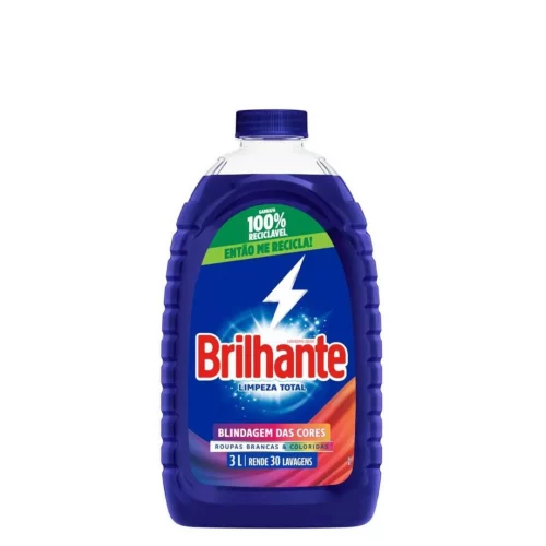 Sabão Líquido Lava Roupas Brilhante Limpeza Total 3L Sabão Líquido Lava Roupas Brilhante Limpeza Total 3L