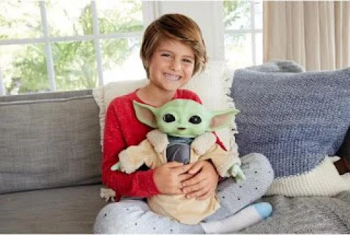 🟢 Star Wars Pelúcia Grogu com Armadura Beskar para crianças a partir de 3 anos