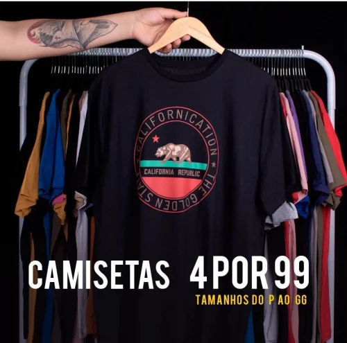 Super Promo imperdível:4 camisetas por R$ 99. Termina HOJE a meia noite! ⏳