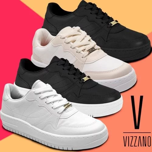 🧡 Tênis Vizzano Feminino Casual Plataforma Macia Moda Passeio Leve Ultra Conforto Flatform Pelica Confortável P/ Dia Dia