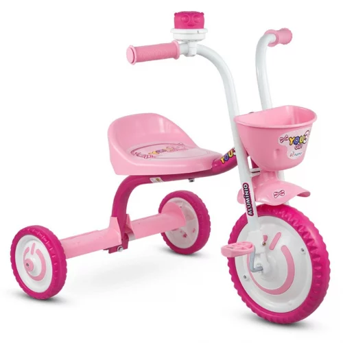 TRICICLO MOTOCA INFANTIL PARA CRIANÇA ACIMA 18 MESES NATHOR YOU 3 GIRL ROSA COM CESTA CESTINHA MENINA DE 85CM A 1 METRO