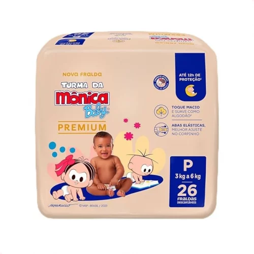 💚 Turma da Mônica Baby Premium Jumbo P 26 Unidades
