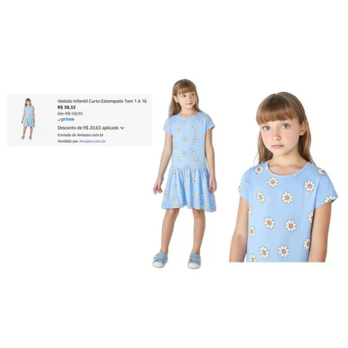 Vestido Infantil Curto Estampado Hering