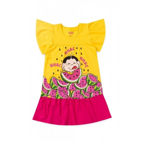 Vestido Infantil Magali Nhac Nhac Nhac - Turma da Mônica
